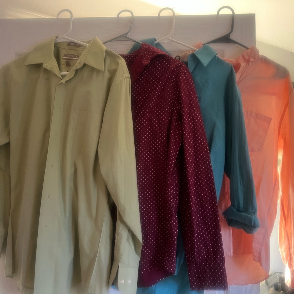 Men’s Dress Shirts - Green, Burgundy, Blue, Orange